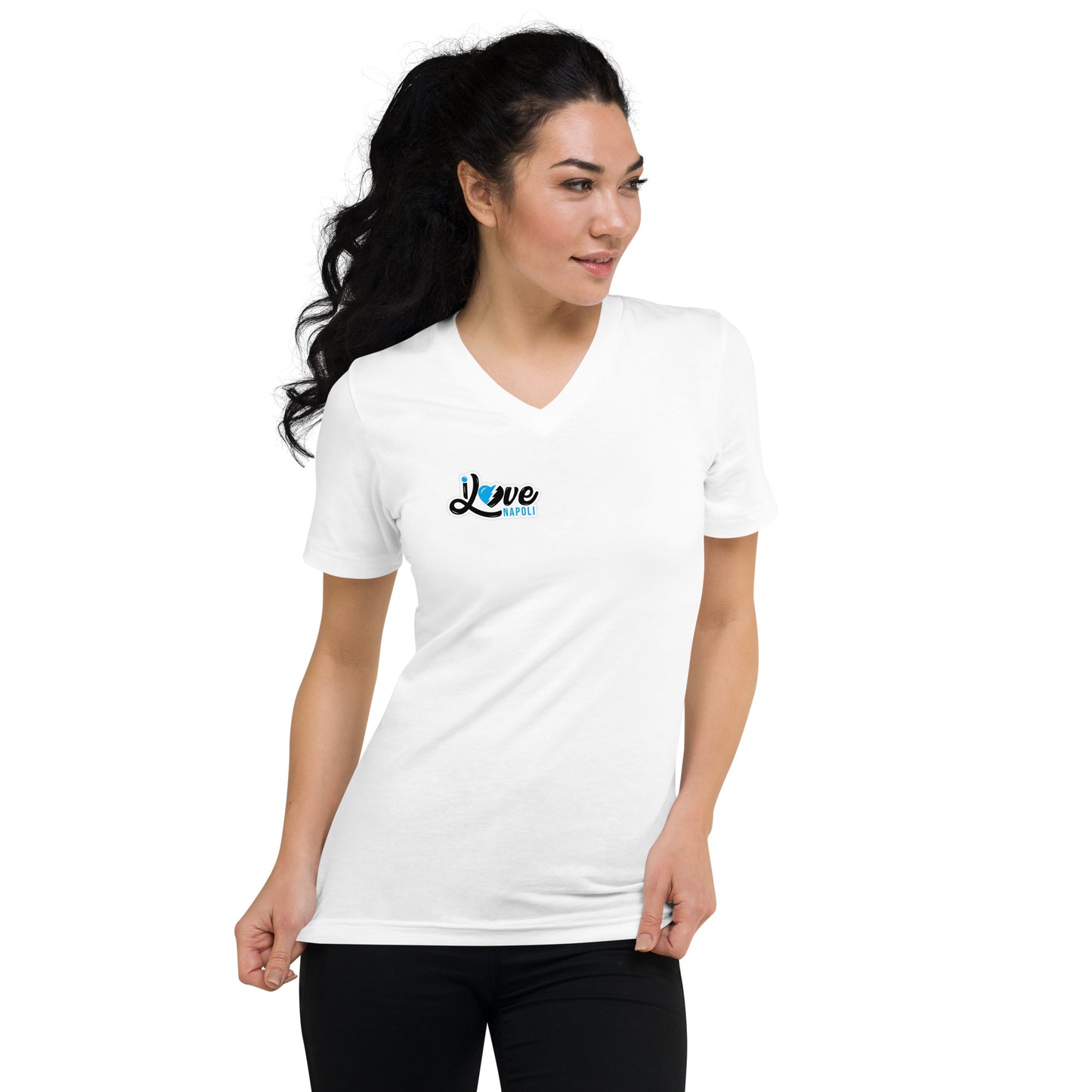 Kurzärmeliges Unisex-T-Shirt mit V-Ausschnitt - i love napoli - schwarz oder weiß